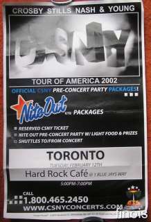 CSNY Tour Of America 2002 Toronto HR Poster Neil Young  