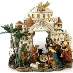  Polyresin Bethlehem Nativity Scene With Music   9.625x5.5 