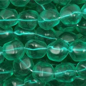  Green 11mm Pinched Nugget Czech Glass Beads