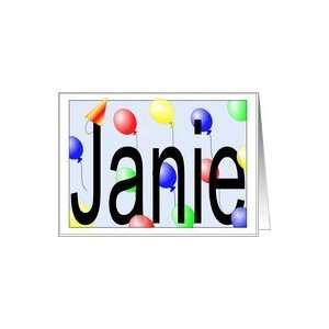  Janies Birthday Invitation, Party Balloons Card Toys 