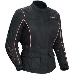   Womens Motorcycle Jacket Black/Pink Large L 8716 0108 76: Automotive
