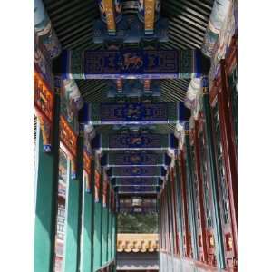 China, Beijing, Summer Palace, Colorfully Painted Long Corridor 