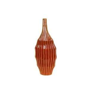  Urban Trends 18.5 Red Ceramic Vase in Gold Line Finish 