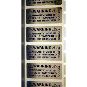 500 1.75 X .75 Inch Bright Silver High Security Tamper Evident Warning 