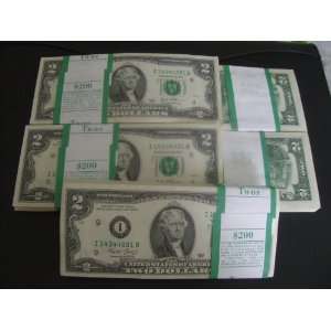  100 New Two $2 Dollar Bill Notes $200 Consecutive US BEP 