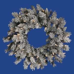  Wreath   Flocked Sugar Pine   A100425