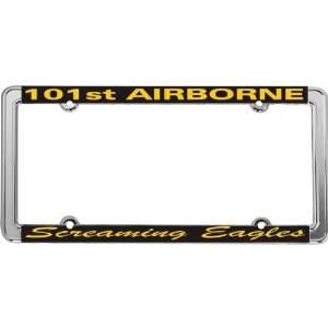 Screaming Eagles 101st Airborne Thin Rim License Plate Frame (Chrome 