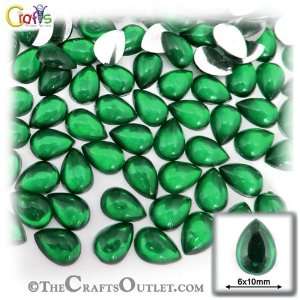  144pc Acrylic flatback Cabochons Teardrop 6x10mm   Emerald 