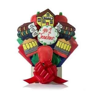 Number One Teacher Gift Cookie Bouquet Grocery & Gourmet Food