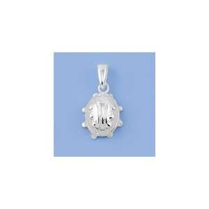  Sterling Silver White Lady Bug Pendant: Jewelry