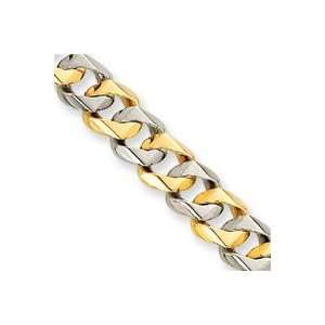 14k Two tone 11.35mm Polished Fancy Link Bracelet   8.5 Inch   Lobster 