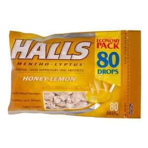 Halls Drops, Honey Lemon, 80 Count Drops Grocery & Gourmet Food