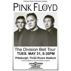  Pink Floyd The Division Bell Tour Concert Sheet 11 X 17 
