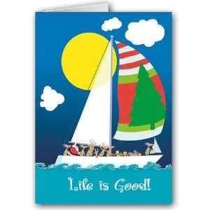  Life is Good Sailboat Christmas Card   Boating 12 cards 