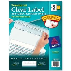  Index Divider, 8 Tab, 3 Hole Punched, Clear, 5 Set/Pack 