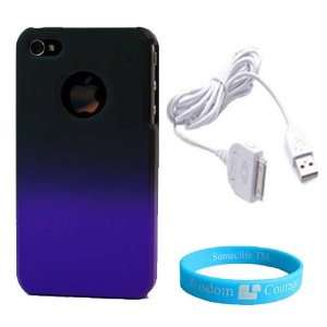  Black Purple Fade iPhone 4S Cover + Data Cable + Wisdom 