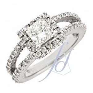  1.70 Ct Princess Cut Diamond Split Band Engagement Ring 