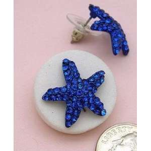  Sea Creature Starfish Blue Crystal Studded earrings 