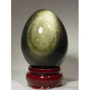   Gold Sheen Obsidian 2.5 egg with Cherry Wood Stand: Everything Else