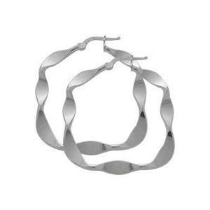  Sterling Silver Square Wave Style Hoop Earrings: Jewelry