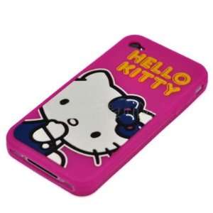 Hello Kitty Hot Pink Soft Silicone Back Cover Case for Apple iPhone 4 