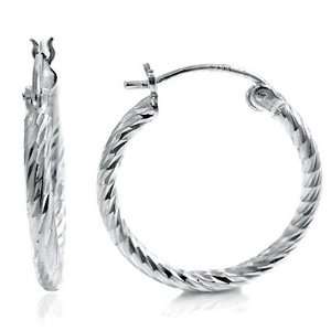 Stylishly Swirling Sterling Silver Hoop Earrings (20 Millimeters in 