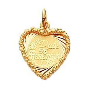  14K Gold A Date to Remember Heart Charm Jewelry