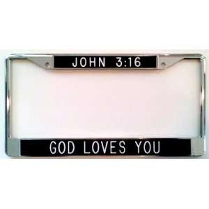  John 3:16 God Loves You license plate frame black 