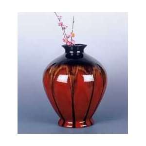  14in Ceramic Vase   Red Black Drip: Home & Kitchen