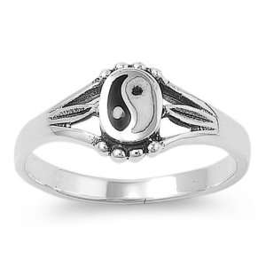  Sterling Silver Yin Yang Ring, Size 5: Jewelry