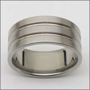 10mm New Mens Groove Brush Titanium Anniversary Ring Engagement 