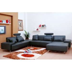   Design Black Bonded Leather Sectional Sofa Set   RSF: Home & Kitchen
