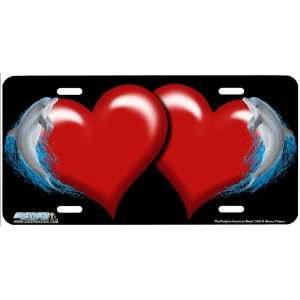 3426 Red Dolphin Hearts on Black Dolphin Heart Airbrushed License 