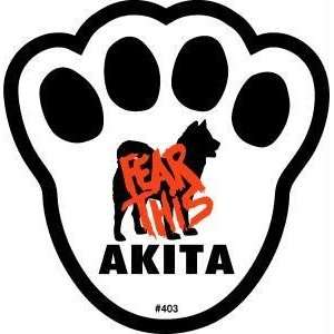  Fear This Akita Pawprint Window Decal w/Suction Cup Pet 