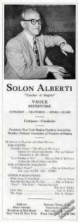 1952 Solon Alberti Teacher of Singers Concert Oratorio Opera Class 
