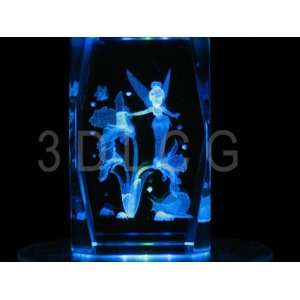  Disney Tinkerbell with Flowers 3D Laser Etched Crystal S N 