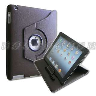 The New iPad 3 360 Rotating Magnetic PU Leather Case Smart Cover Wake 