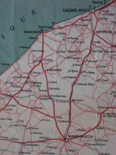 1946 Road Map MAROC French Spanish Morocco Casablanca Marrakesh Rabat 