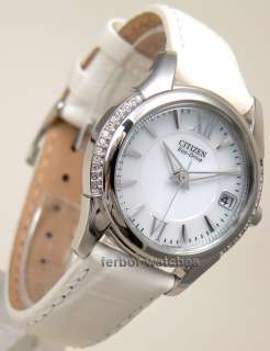   DRIVE WHITE FACE LEATHER BAND SWAROVSKY CRYSTAL DATE EO1041 03B  
