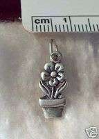 Sterling Silver Daisy Plant in a Flower pot Charm  