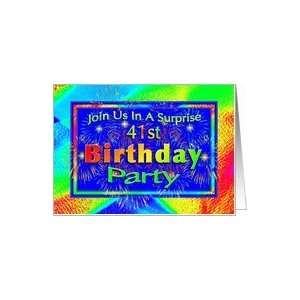  41st Surprise Birthday Party Invitations Fireworks Card 