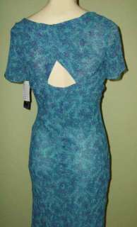 NWT DAVID WARREN Turquoise Cocktail Dress Petite 6 6P  