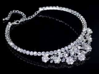 Elegant Wedding Bridal Platinum Plated Necklace Choker Use Swarovski 