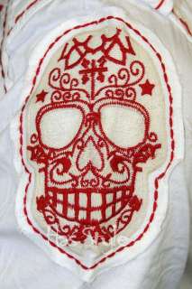 Laguna Beach Jeans White Red Skull Button Down shirt  