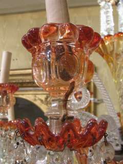 Vintage Baccarat Signed Rose Tiente Glass Chandelier  