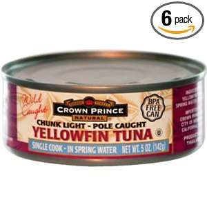 Crown Prince Natural Chunk Light Yellowfin Tuna in Spring Water, 5 
