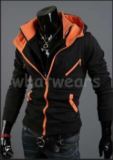 Mens Double Zipper Slim Coat Hoody Jacket 2colors M L XL XXL Z1311 