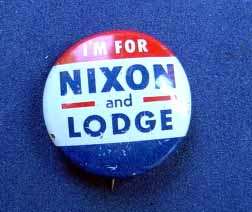 Nixon Lodge Campaign Button, IM FOR NIXON and LODGE  