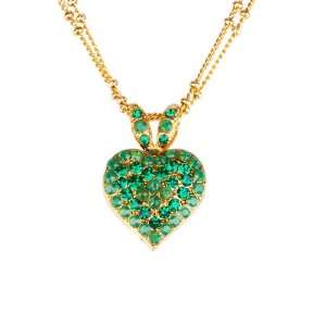  ANYA Chain Necklace with Green Beads and Swarovsky Heart 