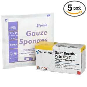   Only 4 X 4 Gauze Dressing Pad, 2 2 packs, 4 Count Boxes (Pack of 5